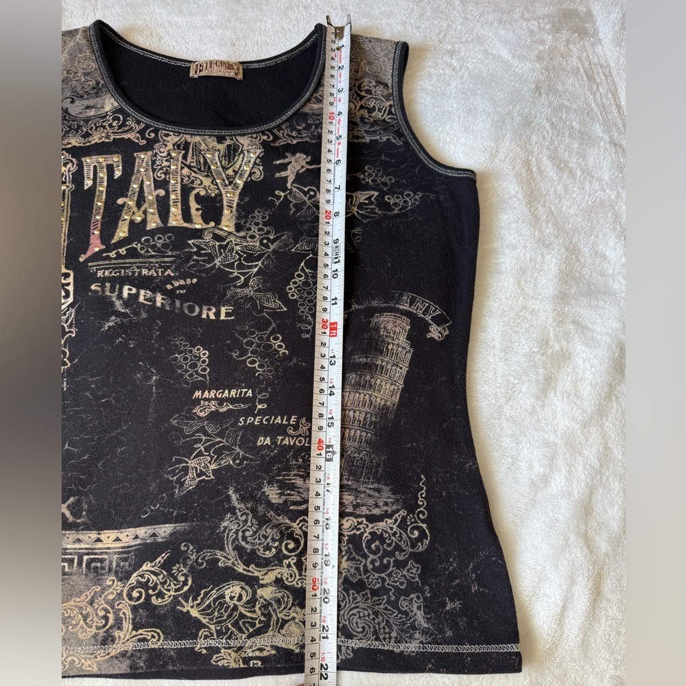 Vintage Y2K Whimsygoth Distressed Italy Graphic Tank Top Medium - Picture 6 of 7